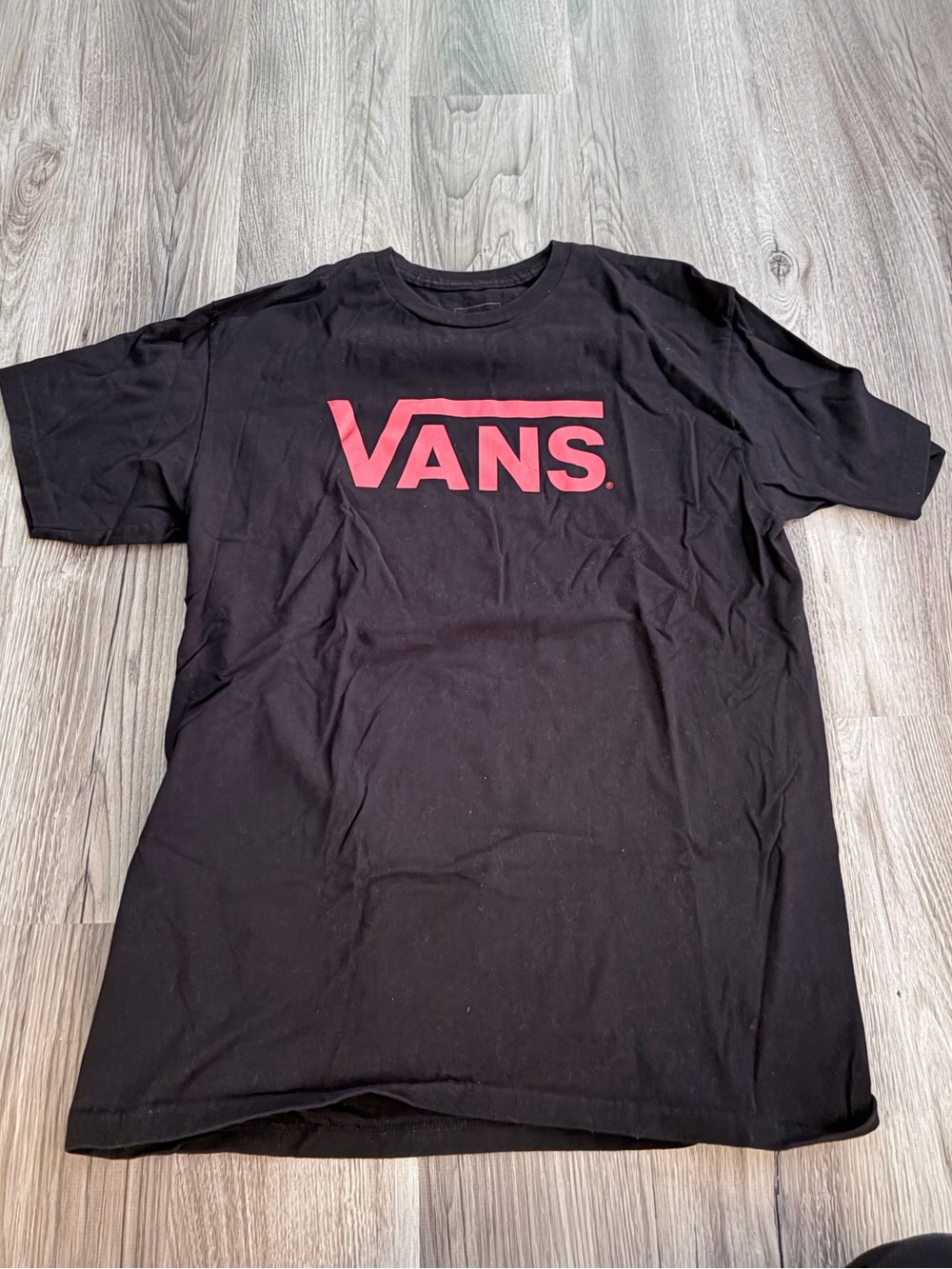 Vans Black Short Sleeve T-Shirt with Red Logo